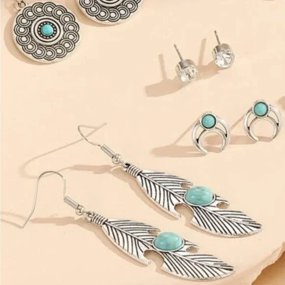 Turquoise Decorative Western Earrings - Picture 4 of 4